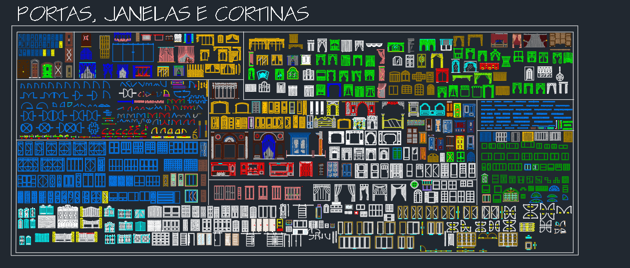 Portas, Janelas e Cortinas - Blocos CAD